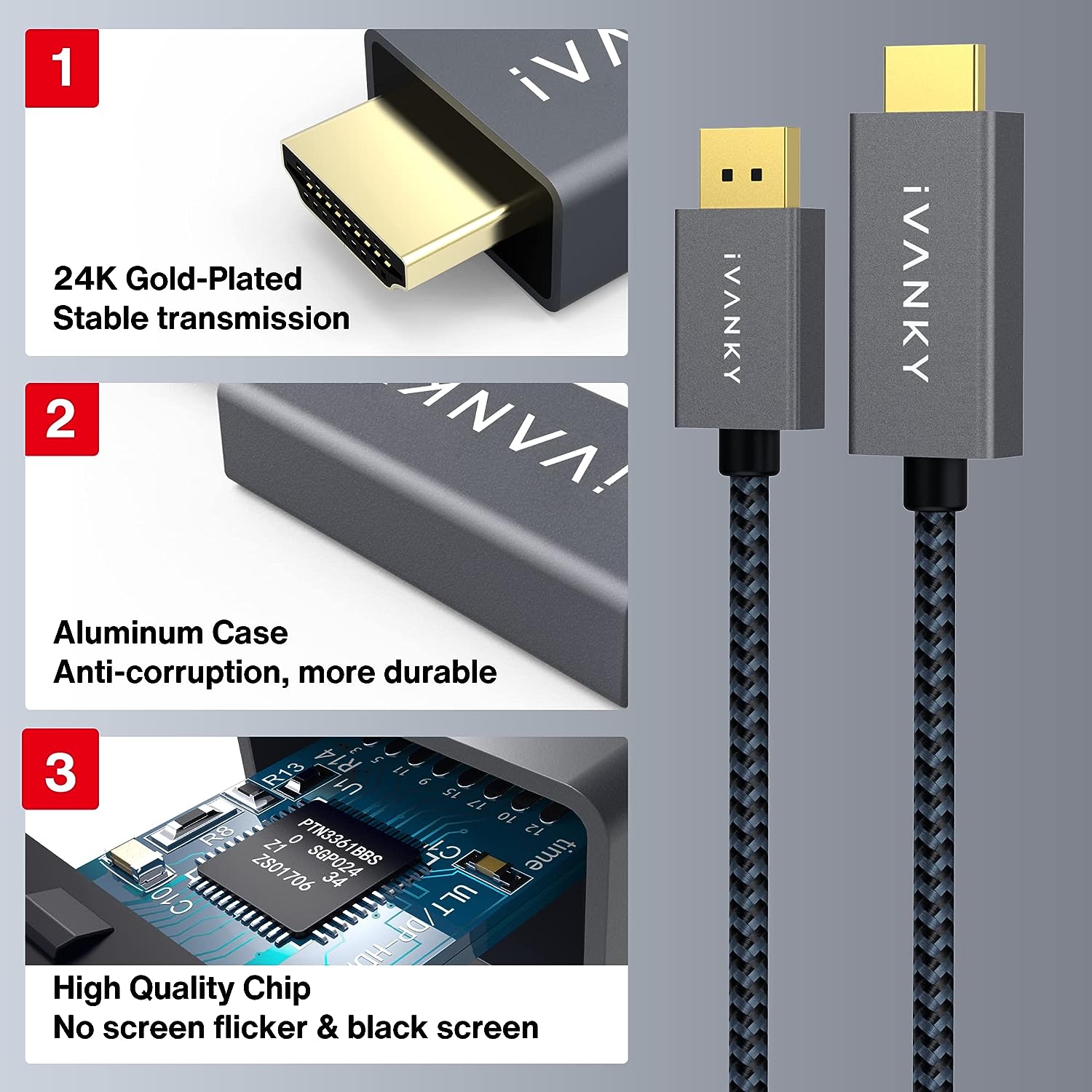 Câble Displayport vers HDMI 4K mâle/mâle 2m