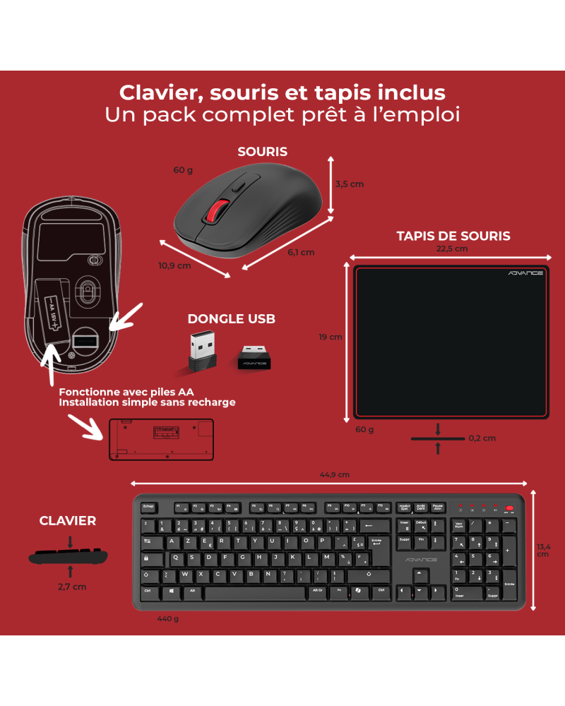 Pack Clavier + Souris + Tapis